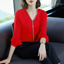 Mùa xuân hè 2019 của phụ nữ phiên bản mới của Hàn Quốc áo sơ mi voan rộng thân hình thời trang chuyên nghiệp áo sơ mi nữ Áo voan