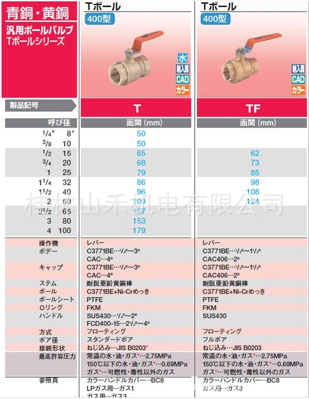 优势供应日本开滋(KITZ)黄铜制通用400型球阀TM-20A；TM-25A