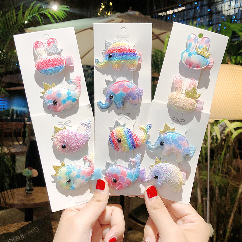 Korean Children's Glitter Whale Elephant Cartoon Cheap Hairpin Wholesale display picture 12