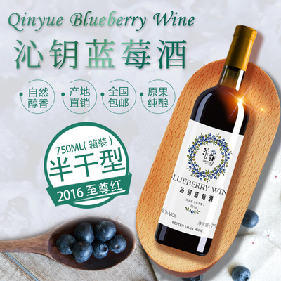 2016沁怡蓝半干型蓝莓酒750ml 加工定制红酒 瓶装果酒蓝莓发酵|ru