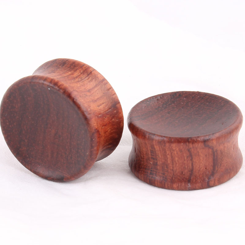 European American Brown Concave Wood Ear Stretcher Tunnel 8-20mm Ear Expansion Plug detail image 9