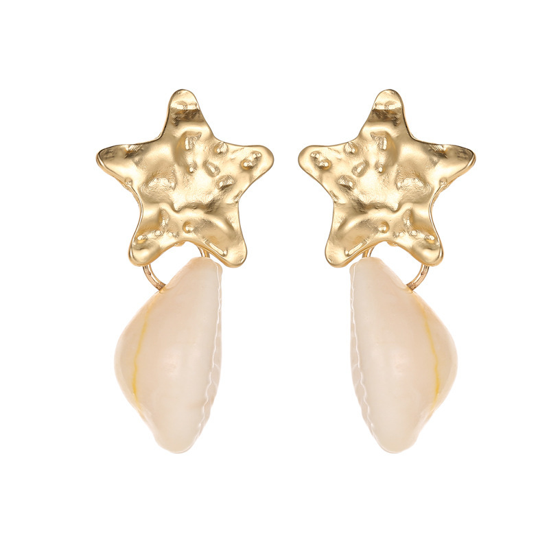 Explosion Earrings Beach Starfish Shell Earrings Five-pointed Star Embossed Earrings Women display picture 8