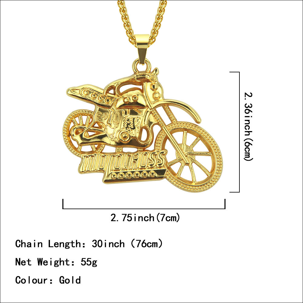Motorcycle Pendant Necklace For Men Snake Bone Chain Accessory_voghion.com