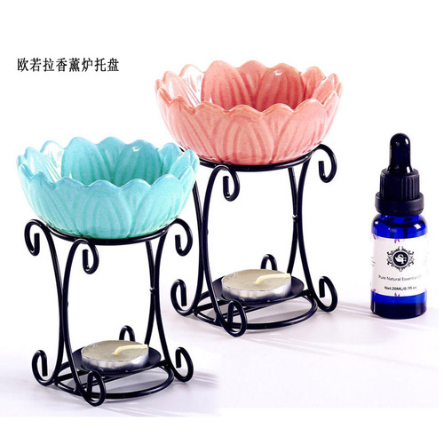 Multifunctional Lotus Ceramic Diffuser with Tray for Incense Cones, Sandalwood Candles, and Candle Holders