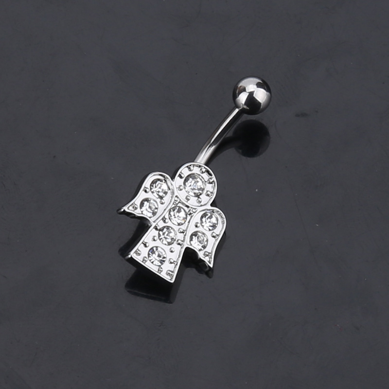 Elegant Bird Navel Barbell With Crystals Belly Button Piercing_voghion.com
