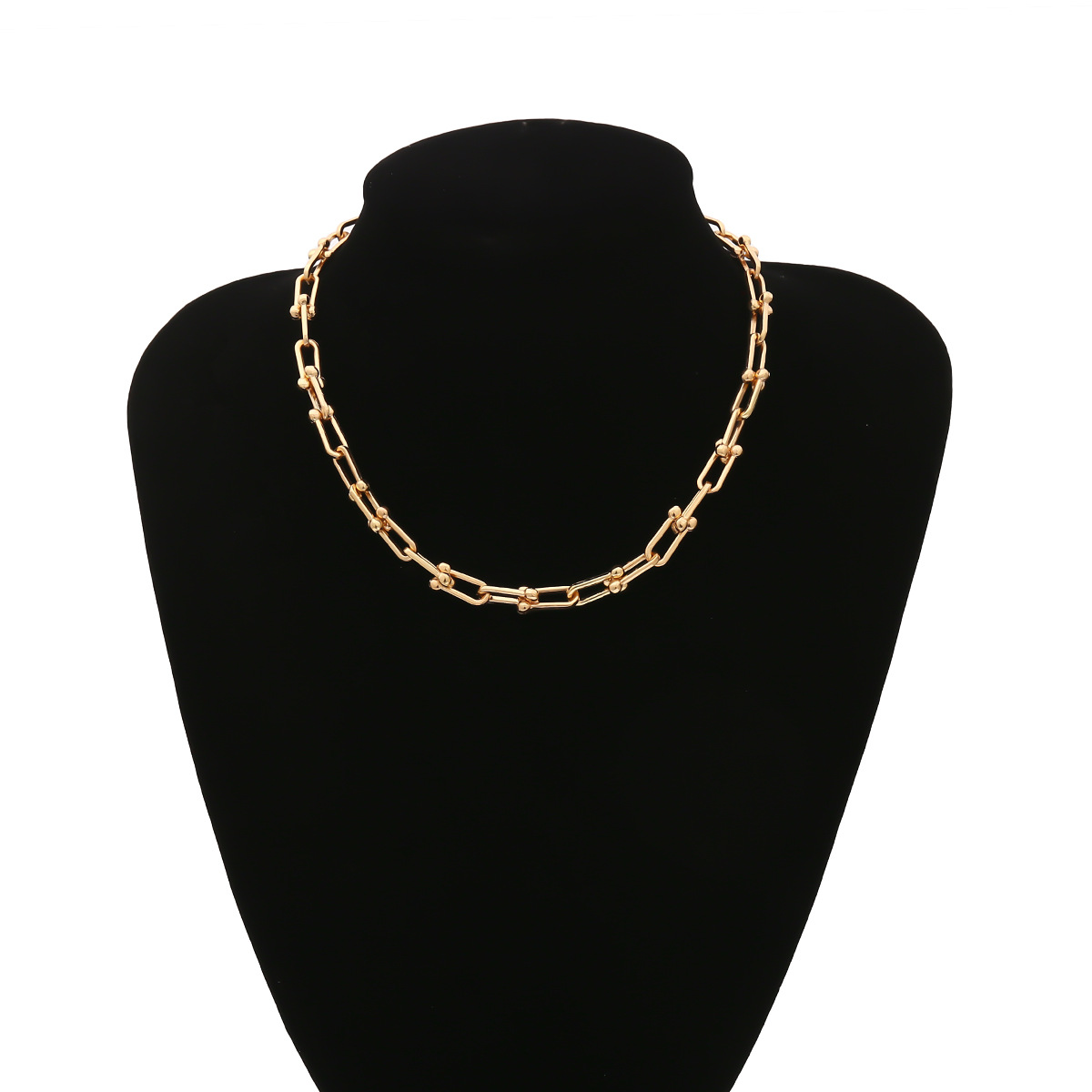 Single-layer Geometric Necklace Female U-shaped Chain Ball-necklace display picture 6