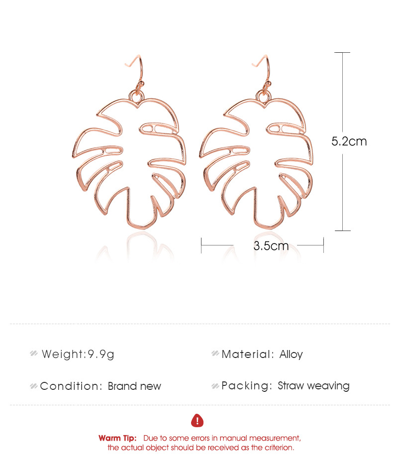12g Weight No Inlaid Inlay Material Simple Retro Hollow Leaves Earrings Banana Leaf Earrings Female
