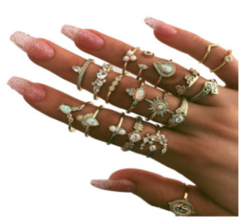 Retro Openwork Starburst Drop Ring Set display picture 5