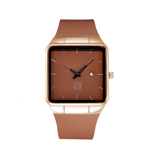 GUOU women's watch fashion sports men's and women's square quartz pair watch simple calendar dial couple watch