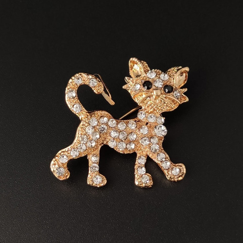 Crystal alloy cute kitten brooch, best-selling foreign trade lapel pin, women's clothing pin, accessories