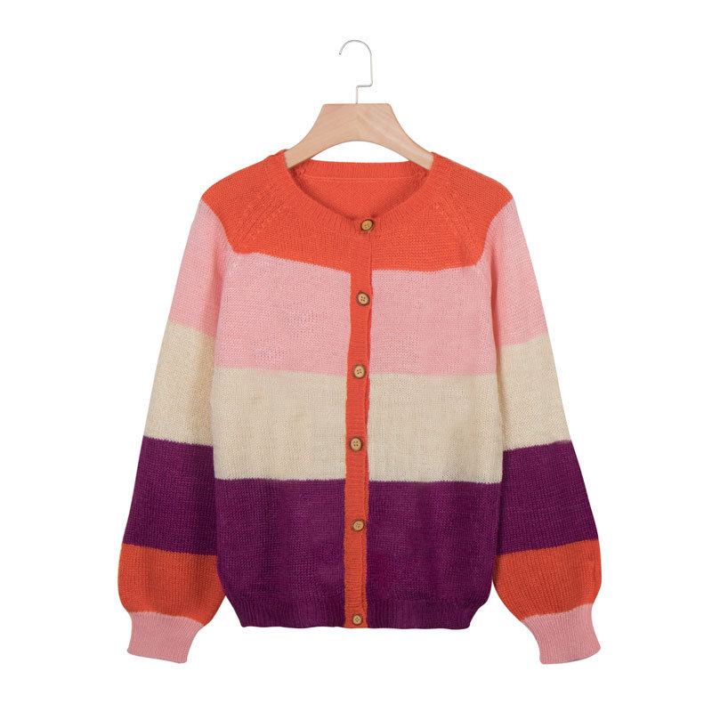 new solid color stitching casual sweater cardigan NSLK11403