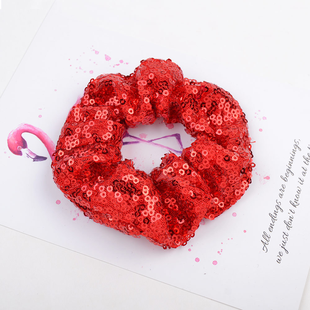 New Colorful Fish Scale Sequins Hair Scrunchies Set display picture 10