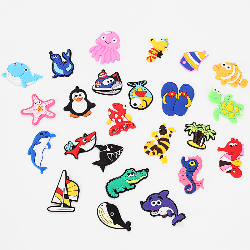 Marine series PVC soft glue cartoon patch silicone doll Patch creative refrigerator sticker toothbrush holder accessories