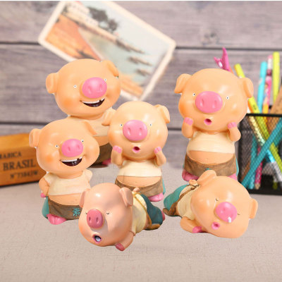 可爱萌宝趴趴猪公仔存钱罐摆件家居装饰树脂工艺品同学生生日礼物