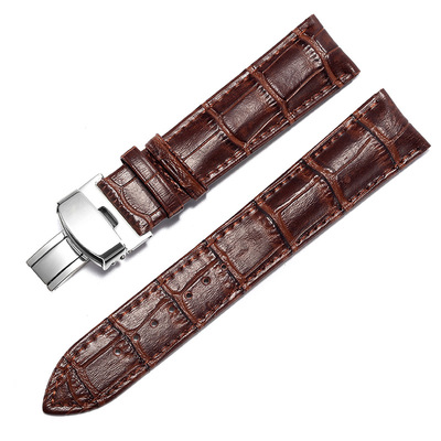 factory goods in stock wholesale Butterfly buckle Watch strap cowhide Watch strap men and women Watch Accessories Customizable LOGO