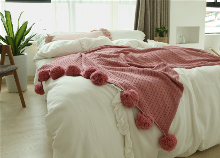 Lehká luxusní severská jednoduchá celobavlněná černá keprová deka do hotelové ložnice, vlněná deka, povlečení_voghion.com