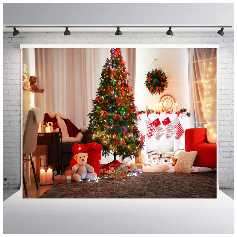 クロスボーダー写真背景布ポリエステル写真撮影道具クリスマス暖炉タペストリーins風幕150x100cm|undefined