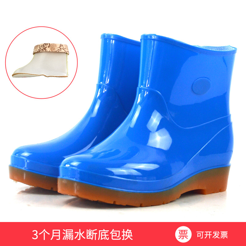 防滑防水女式低筒雨鞋时尚耐磨耐酸碱厂批厨房工作鞋PVC劳保雨靴
