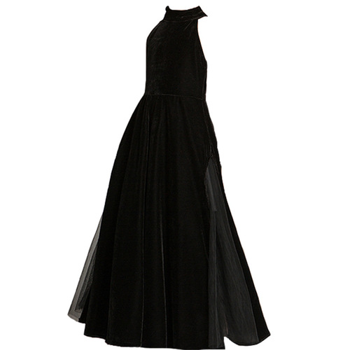 Children's Formal Dress 2024 New Arrival Black Sleeveless Model Runway & Host Long Piano Performance Outfit Girls' Princess Dress