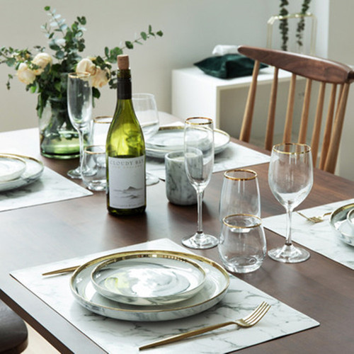 Factory direct sales ins Nordic marble leather placemat insulation mat anti-scalding table mat waterproof and oil-proof western place mat