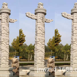 青石龙柱 祠堂直径50cm龙柱石雕制造厂 景区石龙柱图片价格