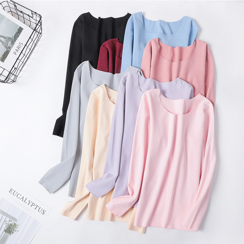 厂家直销抓绒发热无痕女士保暖长袖衫纯棉秋衣打底衫秋冬新款