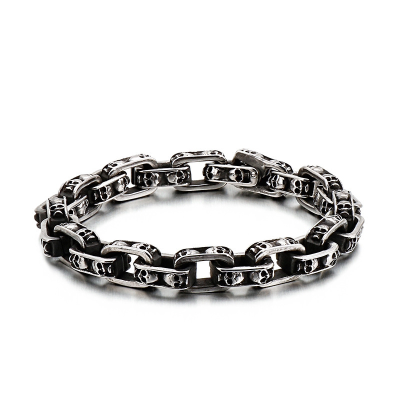 European and American men's stainless steel creative skull bracelet personality punk locomotive ghost head bracelet titanium steel jewelry wholesale European and American men's stainless steel creative skull bracelet personality punk locomotive ghost head bracelet titanium steel jewelry wholesale