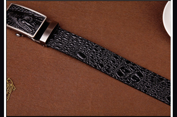 Men's Belt Automatic Sliding Buckle Belt Faucet Leather Leading Crocodile Pattern Cowhide Casual Belt display picture 16