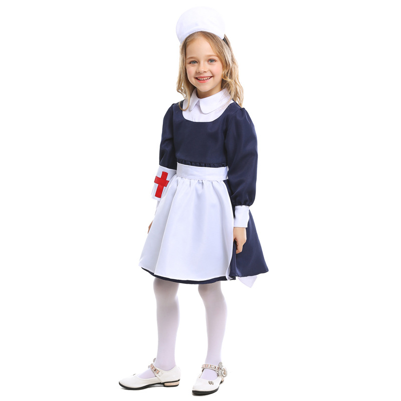 20.19 million holy day children's clothing Nurse cosplay uniform girl blue white maid Nurse dress