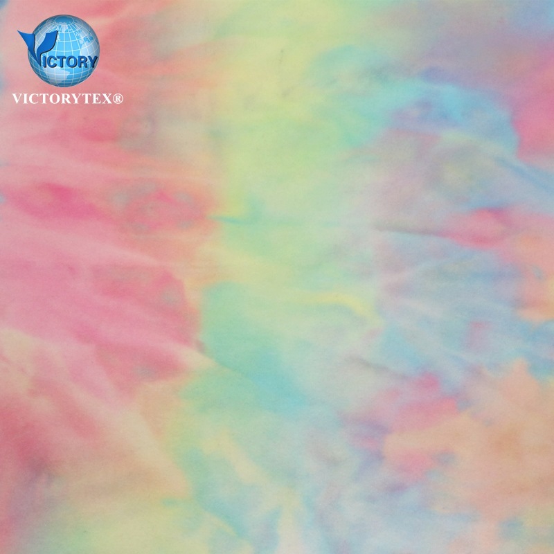 家纺服装玩具毛绒面料针织经编氨纶弹力七彩扎染水晶超柔短毛绒布