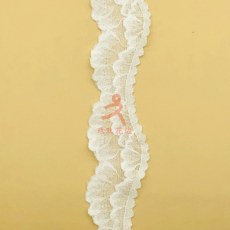 厂家直销 服饰辅料配饰diy辅料弹力双边波浪蕾丝花边 可零售生产