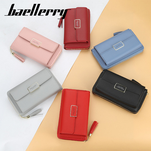 baellerry new women's bag Korean style zipper tassel long wallet multi-functional cross-body mobile phone bag for women