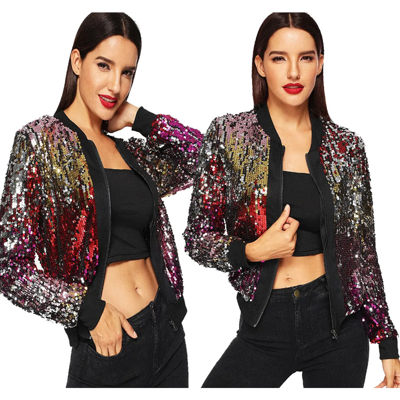 TS887 Cross-border Supply New European and American Women's Daily Casual Colorful Jacket TS887 Cross-border Supply New European and American Women's Daily Casual Colorful Jacket