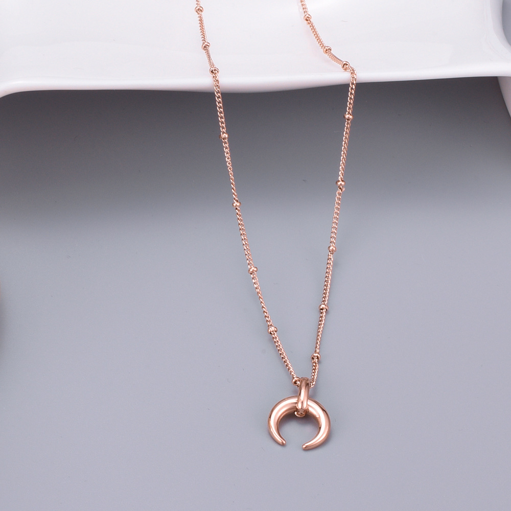 Wholesale Jewelry Horns Round Bead Chain Simple Titanium Steel Necklace Nihaojewelry display picture 2