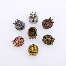 厂家直销DIY合金饰品配件复古狮子头串珠14*12*8皇冠狮子头饰品