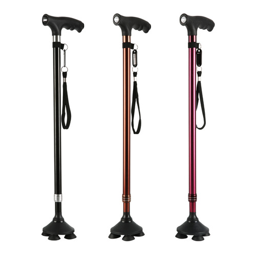 Codno elderly crutches four-legged aluminum alloy telescopic crutches for the elderly multi-functional anti-slip crutches with lights