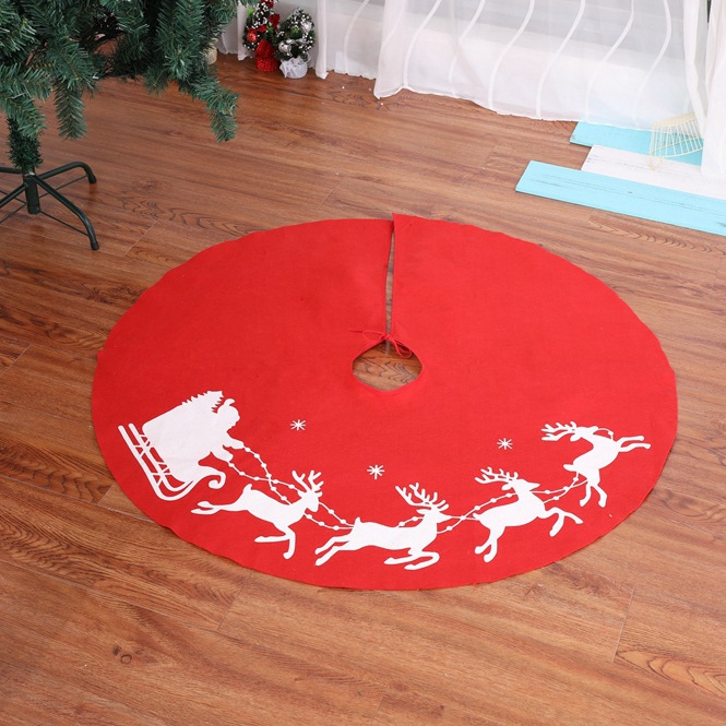 Christmas elk printed tree skirt 1 meter Christmas tree skirt Christmas decorations venue props_voghion.com