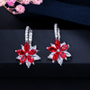 Universal fresh earrings, multicoloured zirconium, Korean style, simple and elegant design, flowered