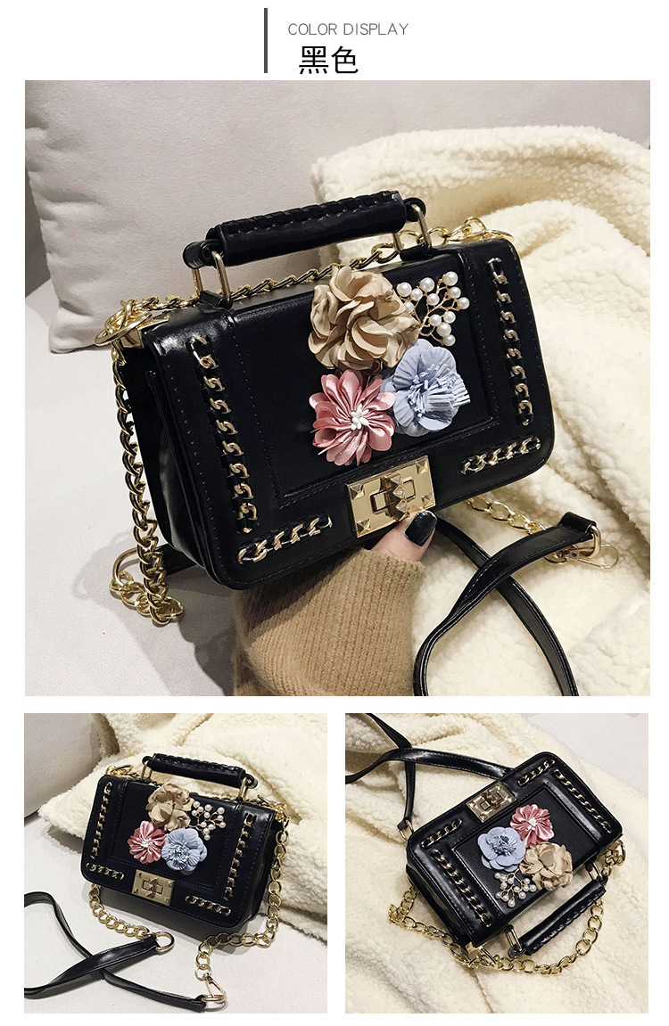 Fashion Handbag Color Flower Pearl Small Square Bag Shoulder Diagonal Bag display picture 41