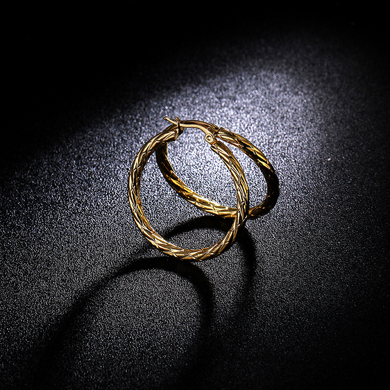 Titanium&Stainless Steel Fashion Geometric earring(Gold 3.5cm)Fine Jewelry NHIM1674-Gold-3.5cm