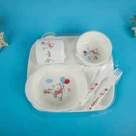 厂家批发塑料杯盘子尖勺叉餐具套装封口PVC 吸塑包装 餐具6件套