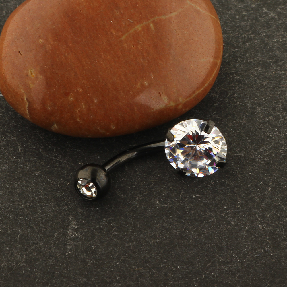 New Small Navel Ring with CZ Gem Stainless Steel Belly Button Piercing Jewelry Peach Fashion detail image 18