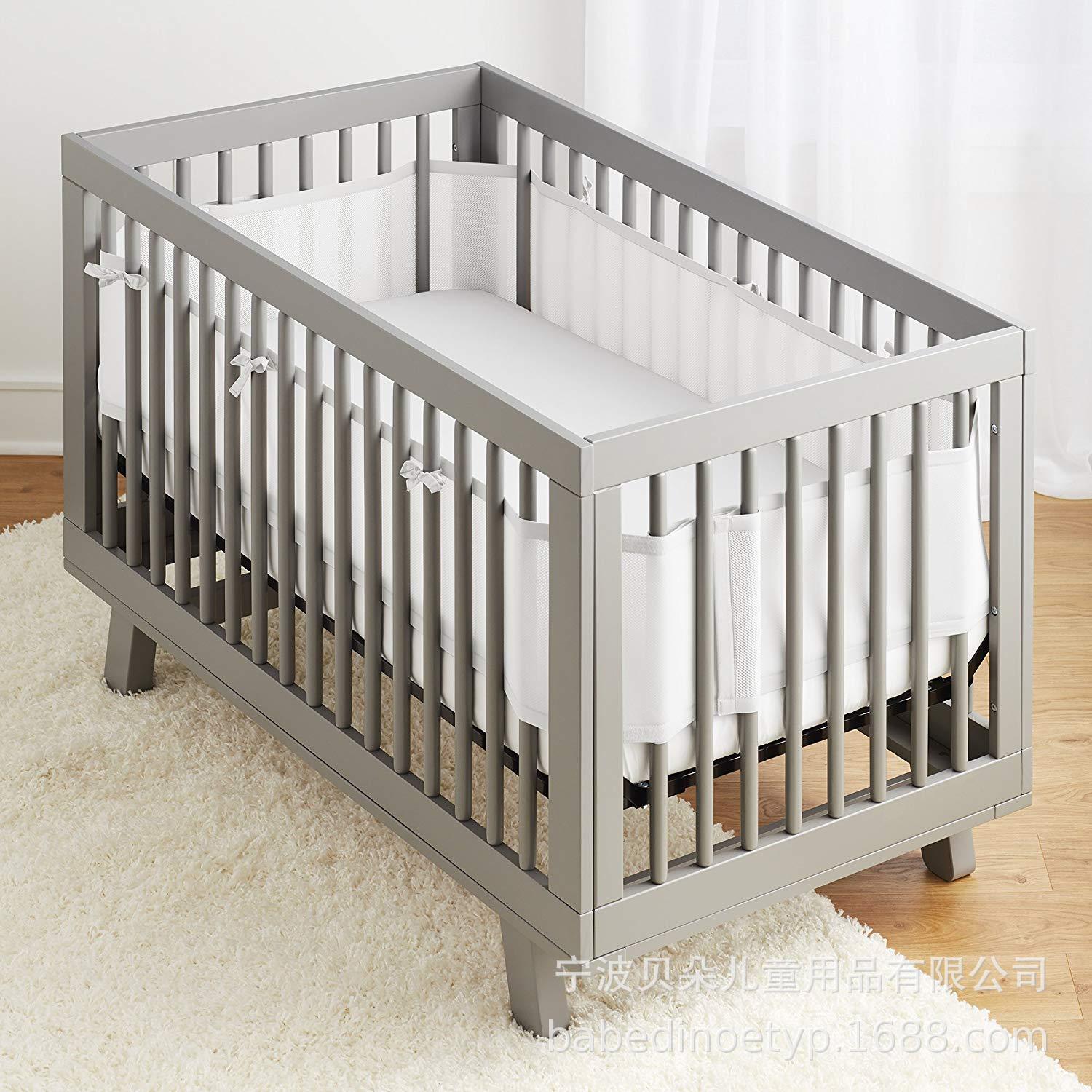 Baby Crib Rail Guard 3D Breathable Baby Bedding Set Removable and Washable Sandwich Bed Rail Anti-Collision Protection