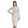 Elegant slim slim mid length ol professional hip dress