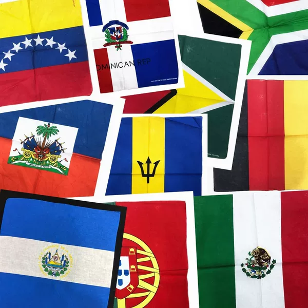 Cotton 55cm headband outdoor riding multi-functional large square towel wholesale bandana Haiti Spain flag