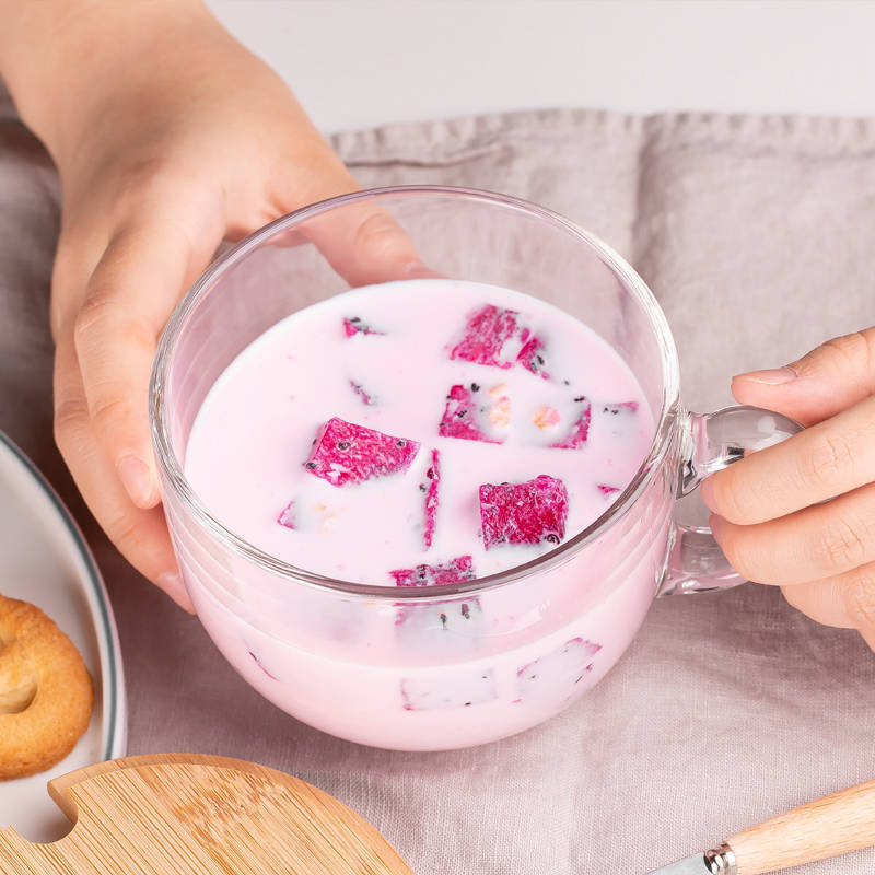 大容量早餐杯燕麦杯牛奶杯玻璃时尚咖啡杯大肚奶茶杯子带把耐热杯