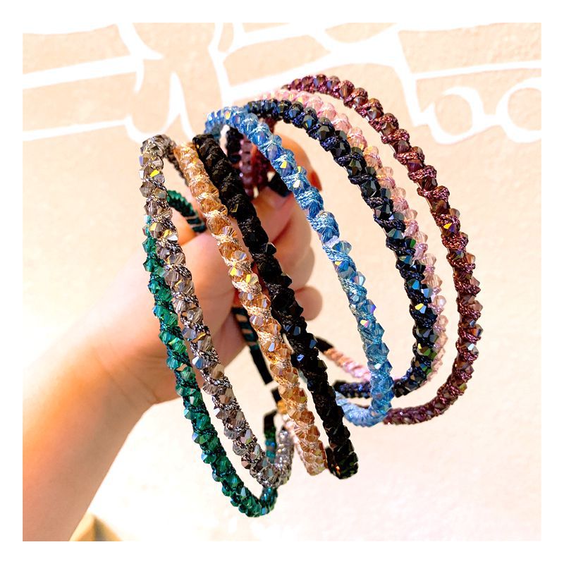110g Weight Headwear Classification Festival Occasion Geometric Pattern Women'S Gender Retro Style Dark Blue, Pink, Purple, Green, Blue, Black Color Retro Rhinestone Crystal Fashion Headband 3