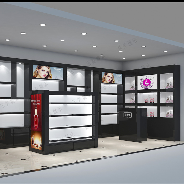 广州厂家直销定做化妆品展示用品柜木质烤漆背柜展示柜高清玻璃柜