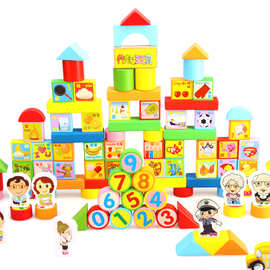 丹妮奇特100粒木质积木启蒙早教积木儿童宝宝益智玩具