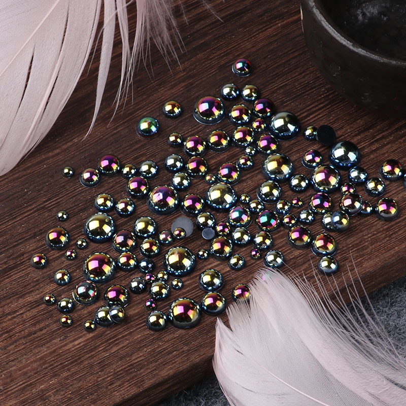 Small and small mixed semi-circular pearl flat bottom half-sided ABS…
